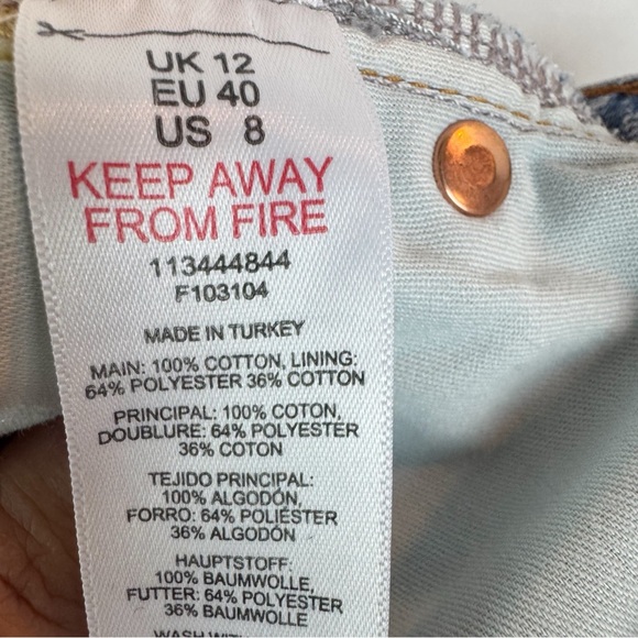 Topshop | Blue Distressed Denim Shorts, 8 - Picture 9 of 10